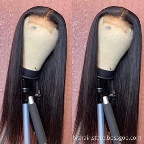 4x1T Front Lace Wig Straight Hair Brazilian Real Hair Lace Closing Wig, Suitable for Women 150% Density Natural Color Hair